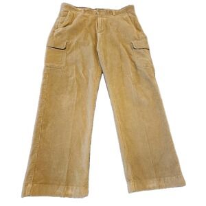 L.L. Bean Men's Corduroy Cargo Pants 38x30 Tan Vintage Utility Workwear Trousers